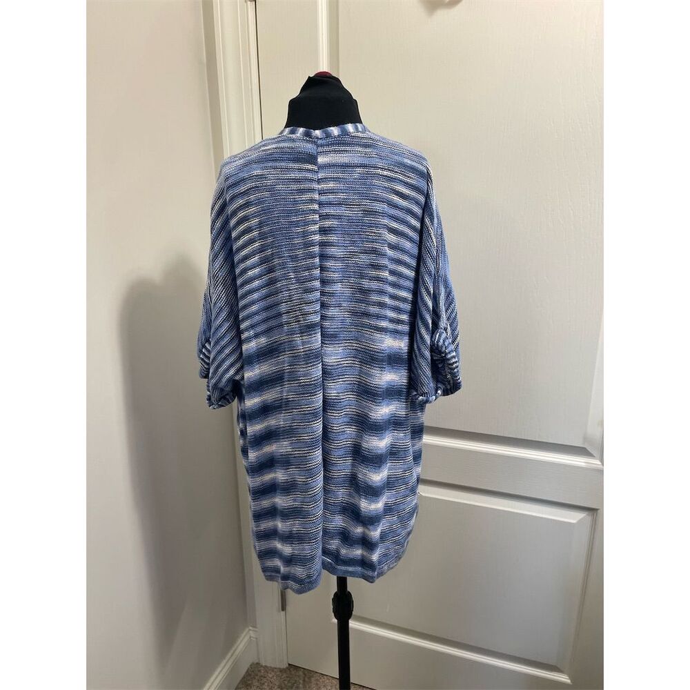GAP Women's Blue Knit Stripe Open Front Cardigan Sweater Size M (sku269) - Picture 3 of 10